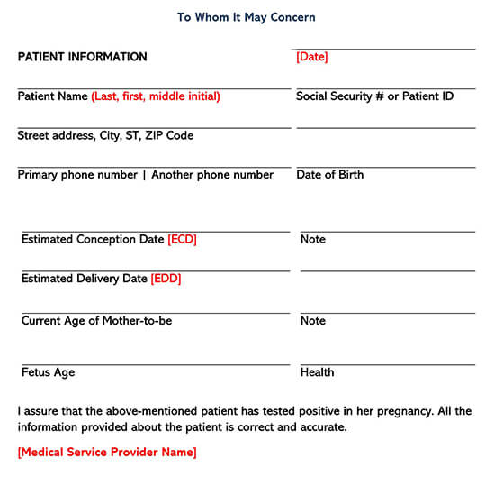 Pregnancy Verification Form 10