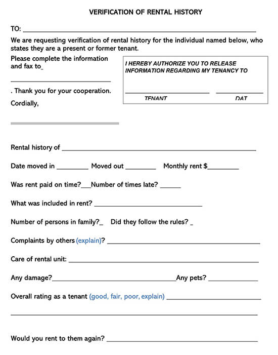 Rental Verification Form 01