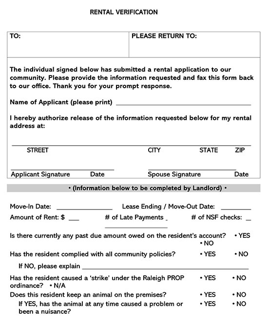 Rental Verification Form 09