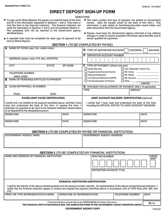 Social Security Admin Direct Deposit Signup Form