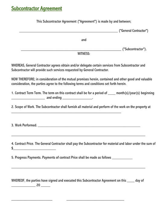 labour only subcontractor agreement template 01