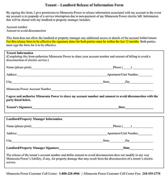 tenant contact information request form