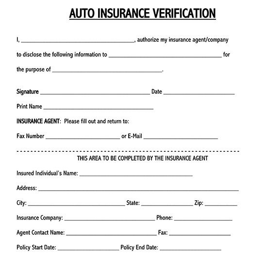 Editable auto insurance verification letter template