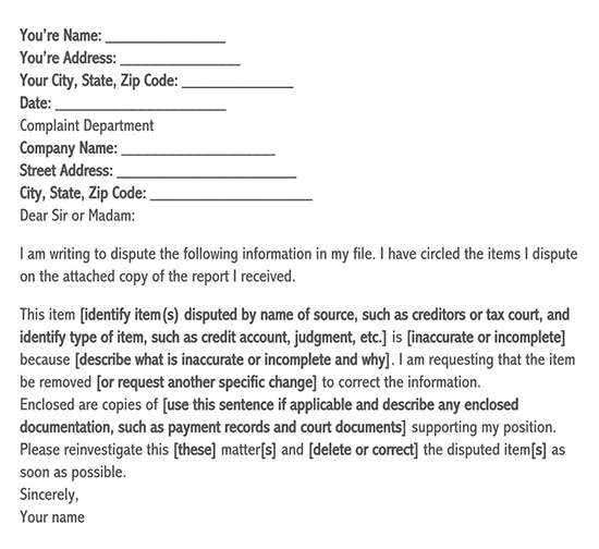 Best Downloadable Credit Report Dispute Letter Template 02 for Word Document