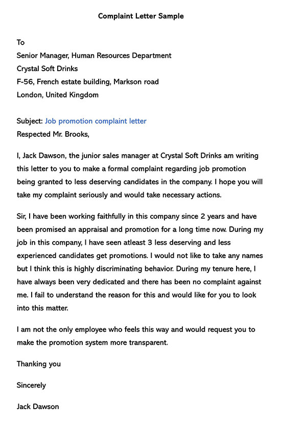 Professional Complaint Form Sample