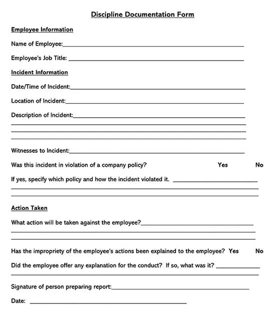 Free Employee Disciplinary Action Forms Templates Word Pdf