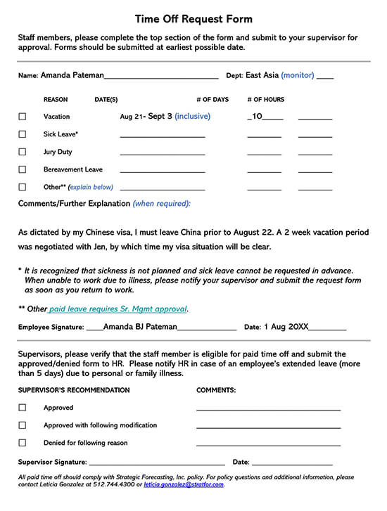 Employee Time-Off Request Form 03