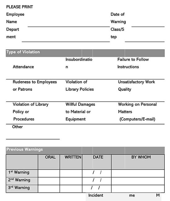 Employee Warning Form 06