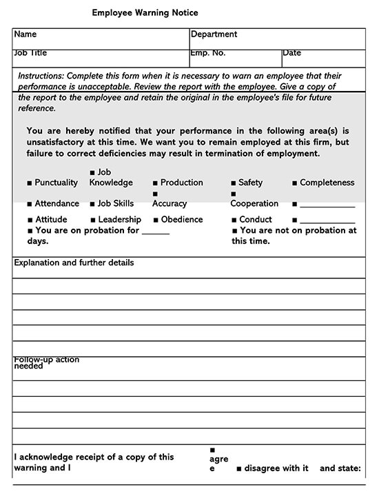 Employee Warning Form 07