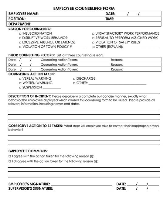 Federal Employee Counseling Form PDF