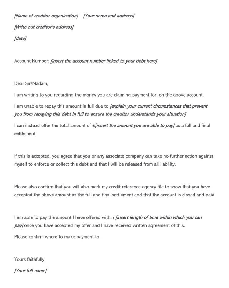 Free Debt Settlement Offer Letter Template 02 for Word