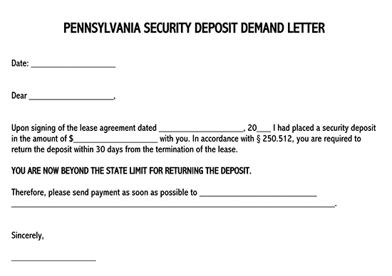 security deposit demand letter florida 06
