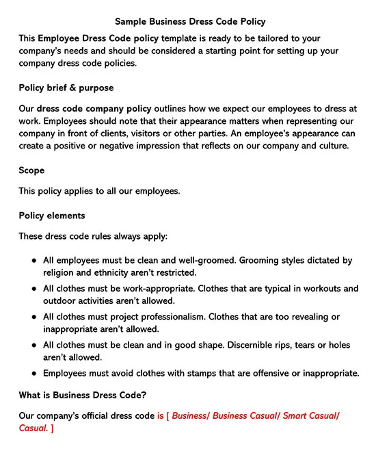 Dress Code Policy (With Example and guidelines)