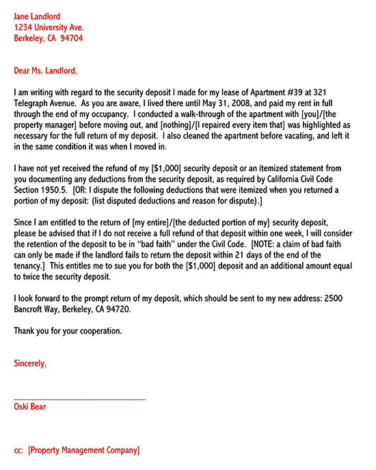Security Deposit Demand Letter [US] | Free Templates - PDF