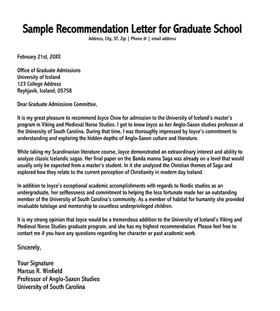 recommendation letter sample for job 11