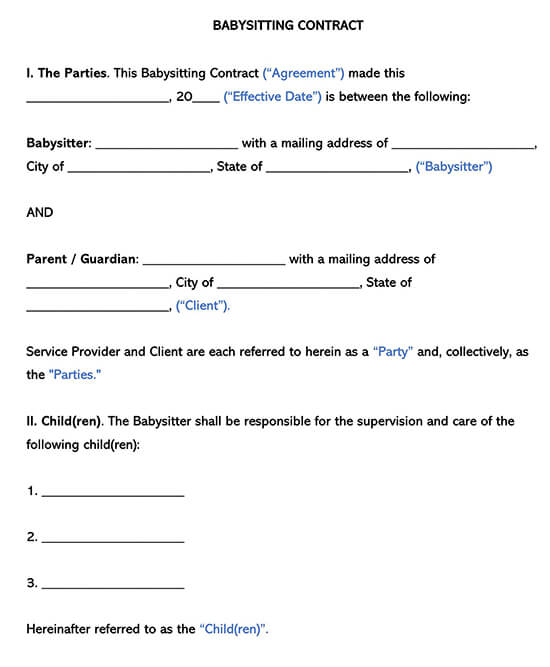 Babysitting Contract Template