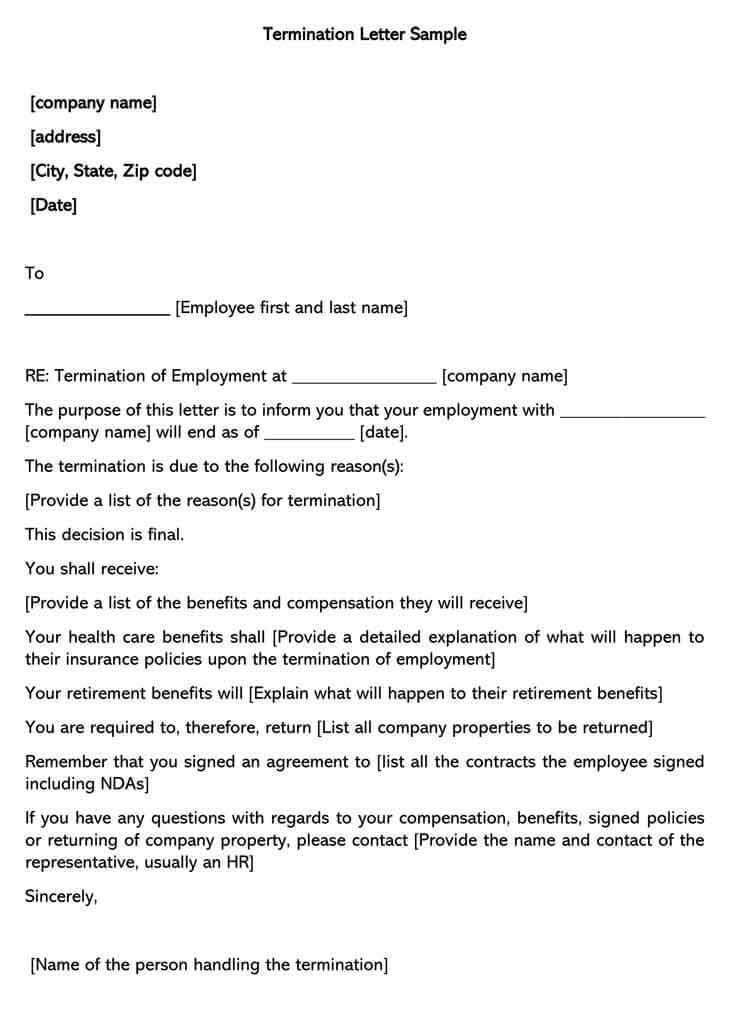 Termination Letter Sample