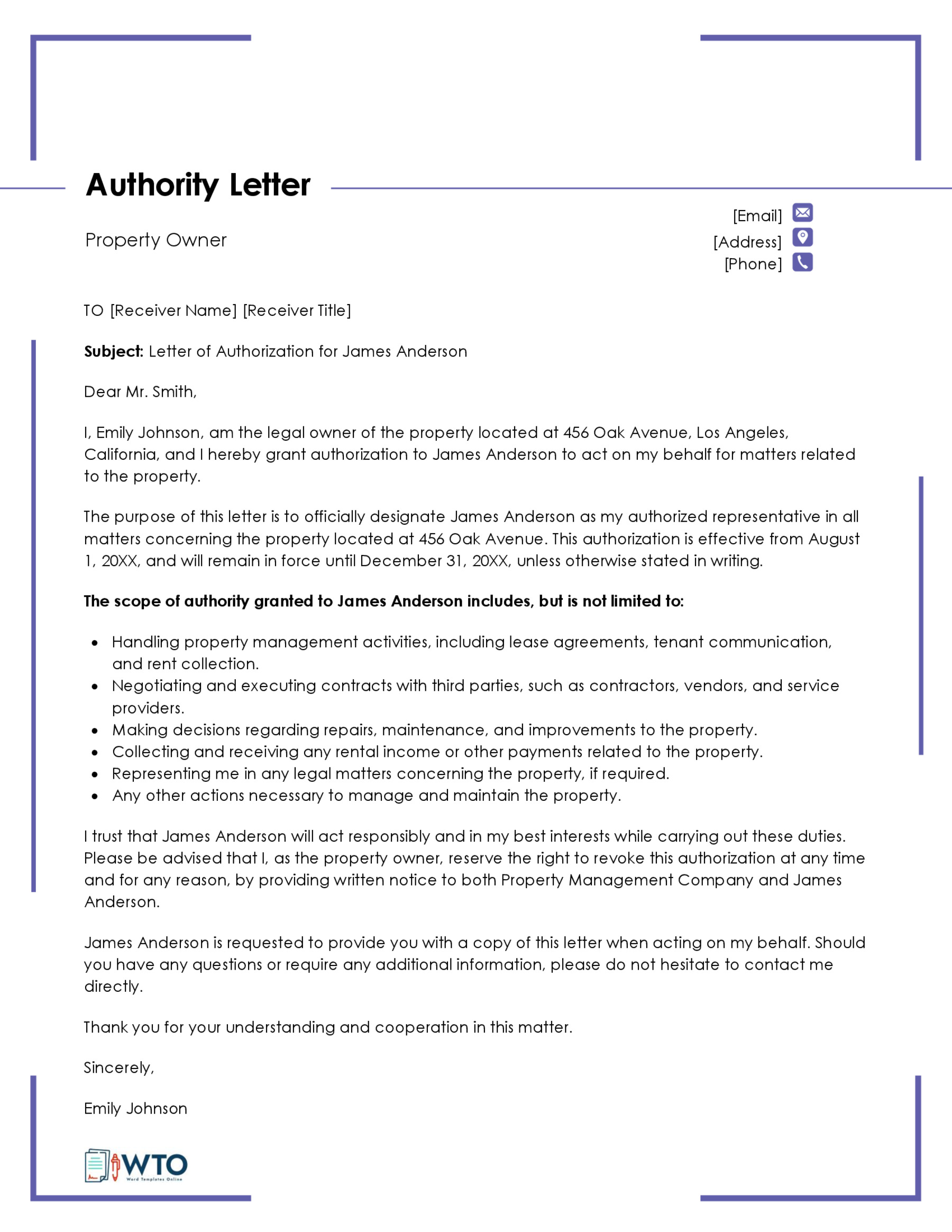Authorization Letter to get Documents on Behalf