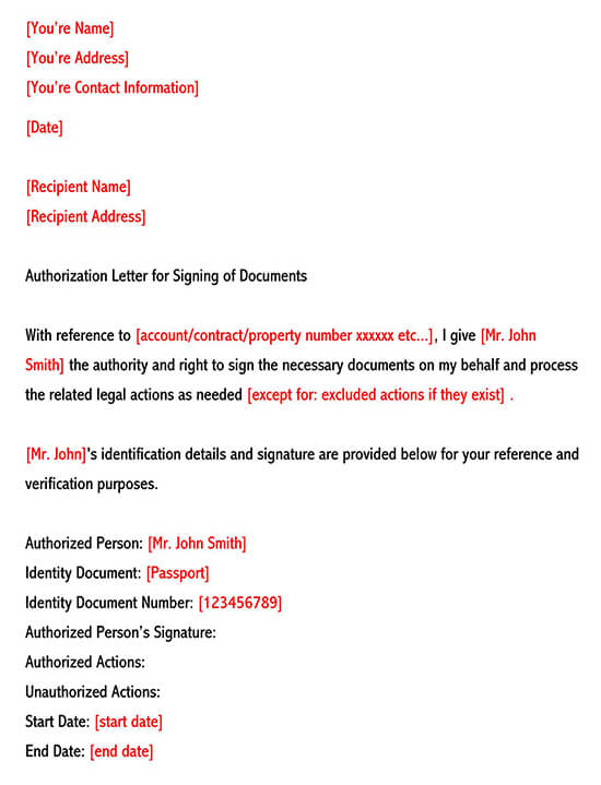 Signature Authorization Letter (How to Write) Samples ...