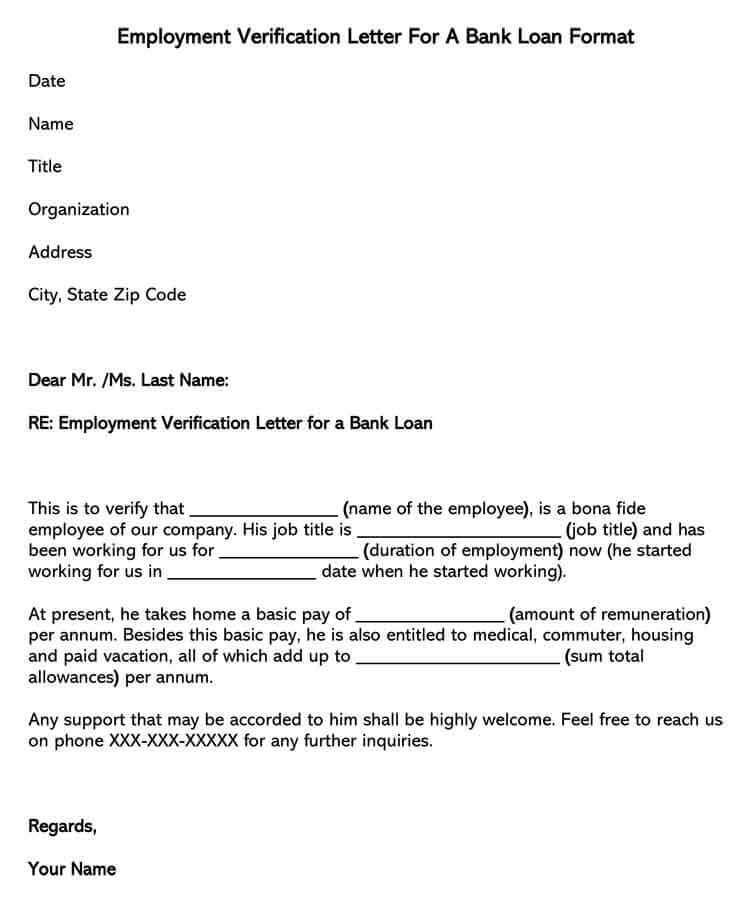 Sample Employment Verification Letter for Bank Loan