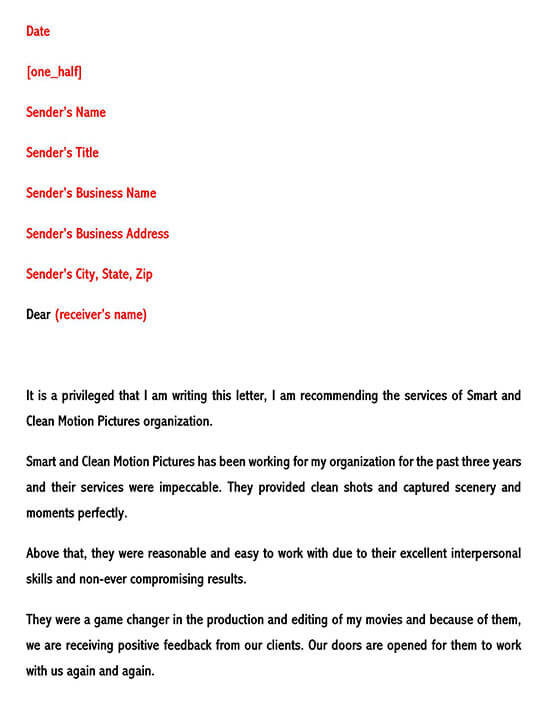 One of Business Reference Letter Sample