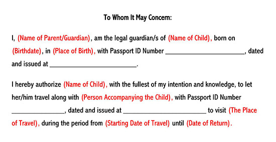 Sample Authorization Letter for a Child to Travel Alone