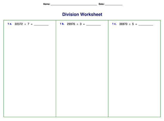 Printable Division Worksheets (for Grade 4-6) - Free Downloads