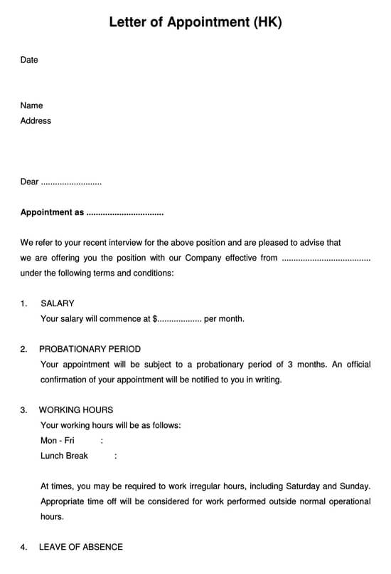 Interview Appointment Letter Example