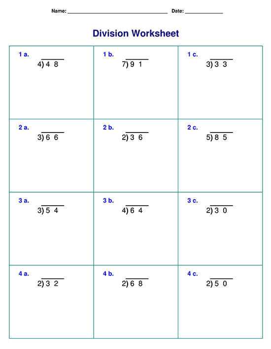 Printable Division Worksheets For Grade 4 6 Free Downloads