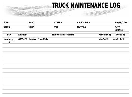 Maintenance Log Sample 04