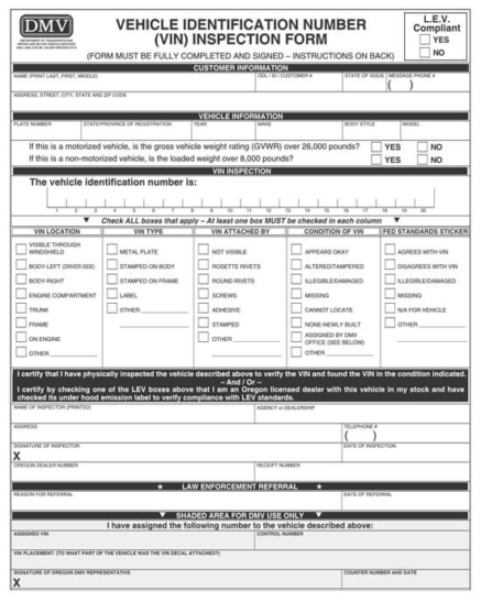 Free VIN Verification Forms - US - PDF (Guide to Fill)