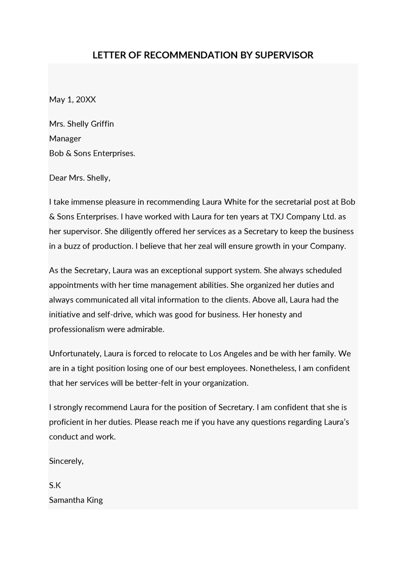 Editable letter of recommendation template PDF
