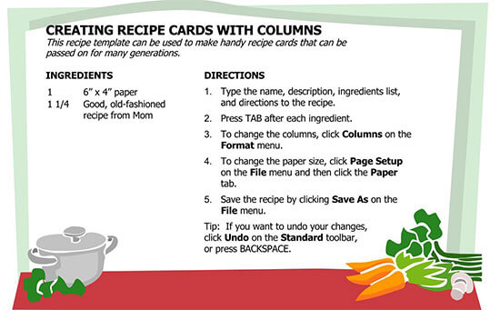 "Cookbook template for Word"