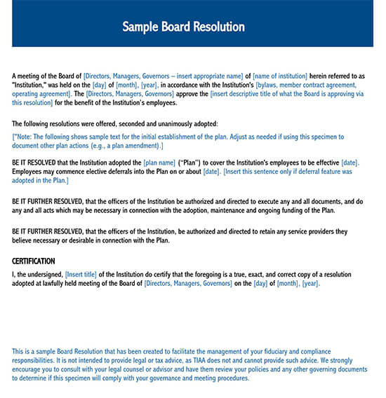 Sample Board Resolution Word Document - Free 15