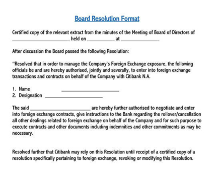 Free Board Resolution Templates Word PDF