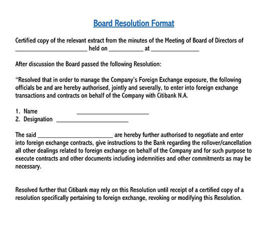Sample Board Resolution Word Document - Free 03