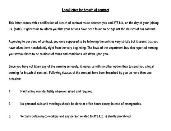 Breach of contract letter template in Word 04