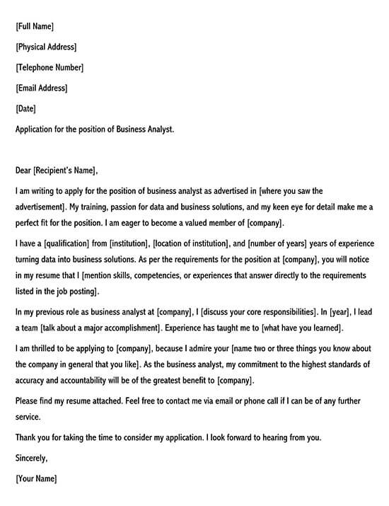 Editable Business Analyst Cover Letter Template 03- Word Format
