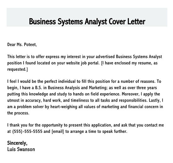 Good Business Systems Analyst Cover Letter Example 05