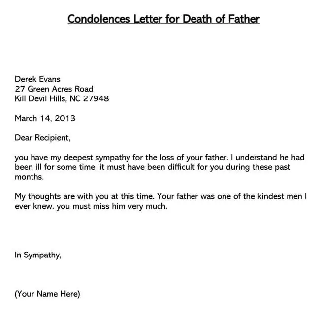 letter of sympathy for loss