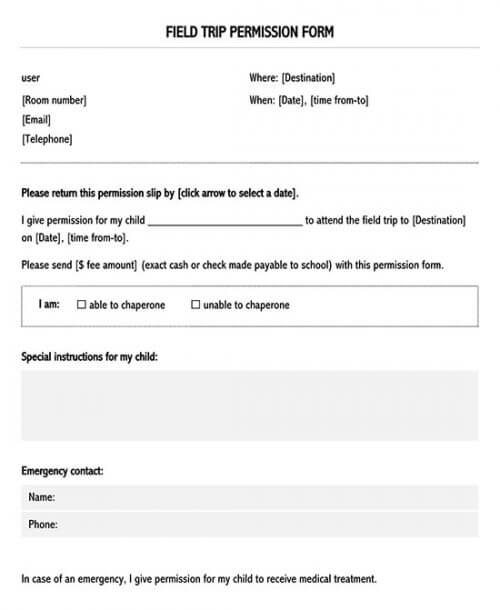 field trip permission slip pdf
