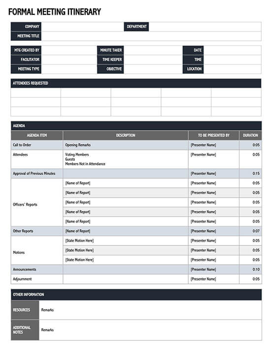 Editable vacation itinerary template