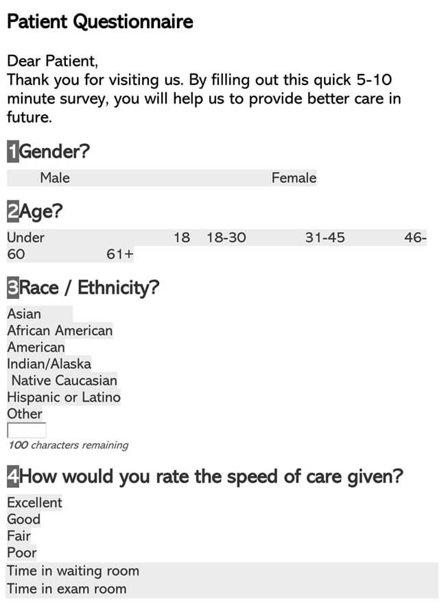 Free Health Questionnaire Template 09