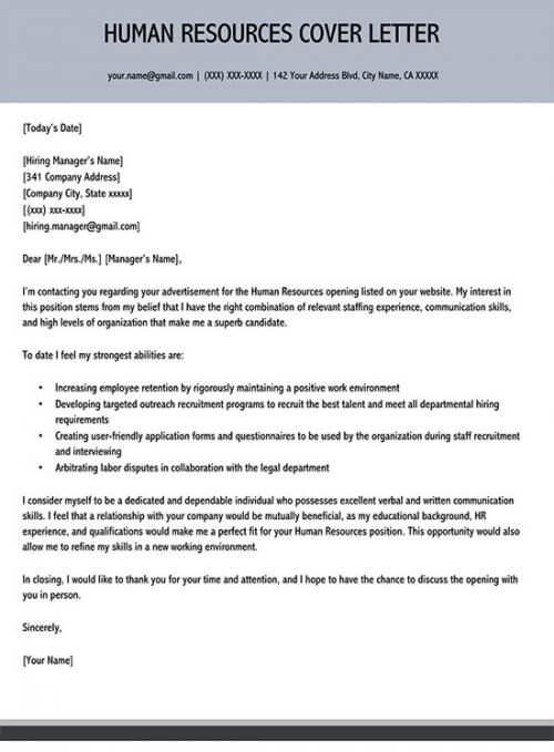 human resources cover letter jobhero