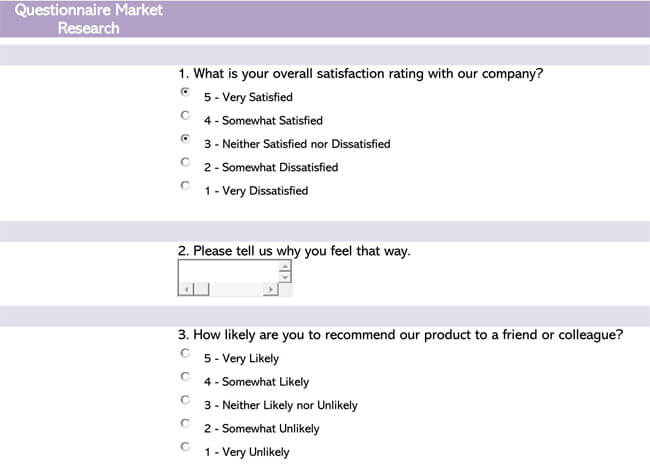Free Market Research Questionnaire Template