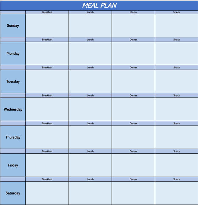 Meal Plan Excel Template 03