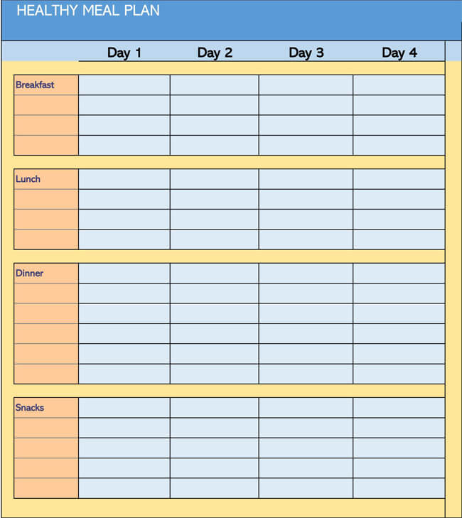 Meal Plan Excel Template 04