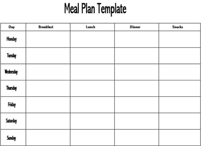 Meal Plan Word Template 08
