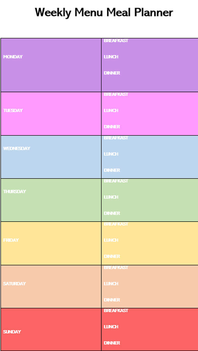 Meal Plan Word Template 12