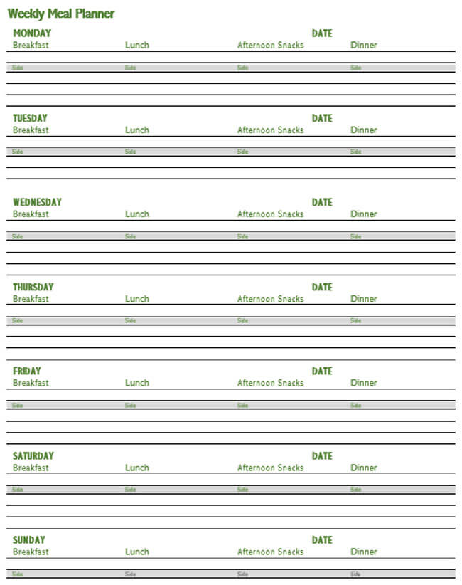 Meal Plan Word Template 15